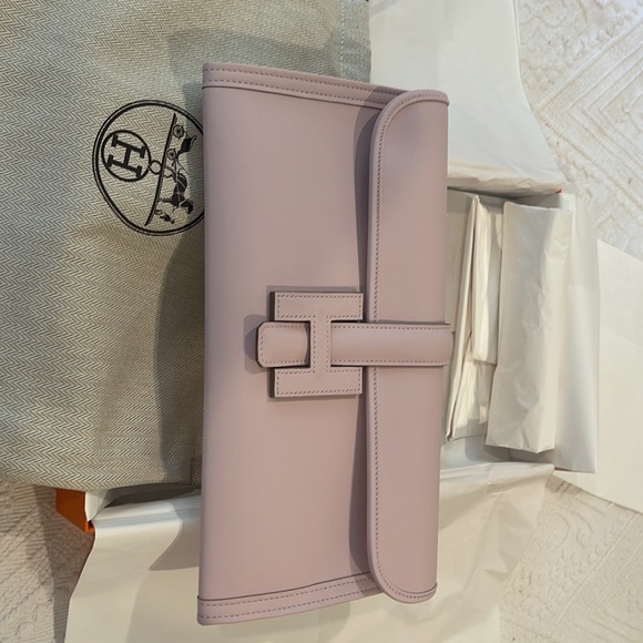COPY - 2023 HERMES JIGE CLUTCH LIGHT MEAUVE/PINK SWIFT NEW IN BOX - Picture 4 of 10